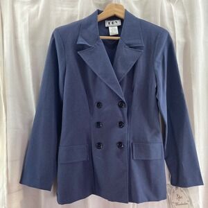 DBY Blazer Womens 12 Blue‎ Double Breasted Long Sleeve 80s 90s Vintage